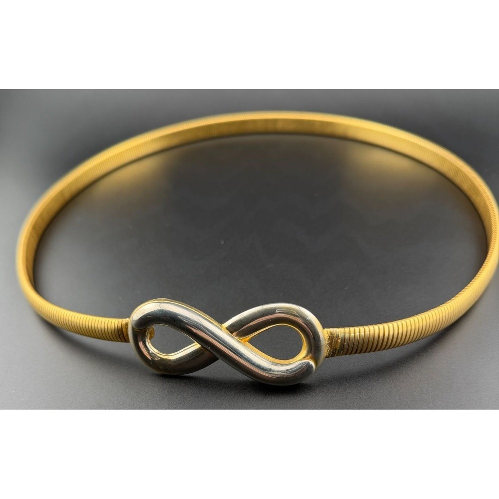 Vintage Belt Snake Chain Two Tone Infinity Loupe Gold Silver Tone Hallmarked 27"